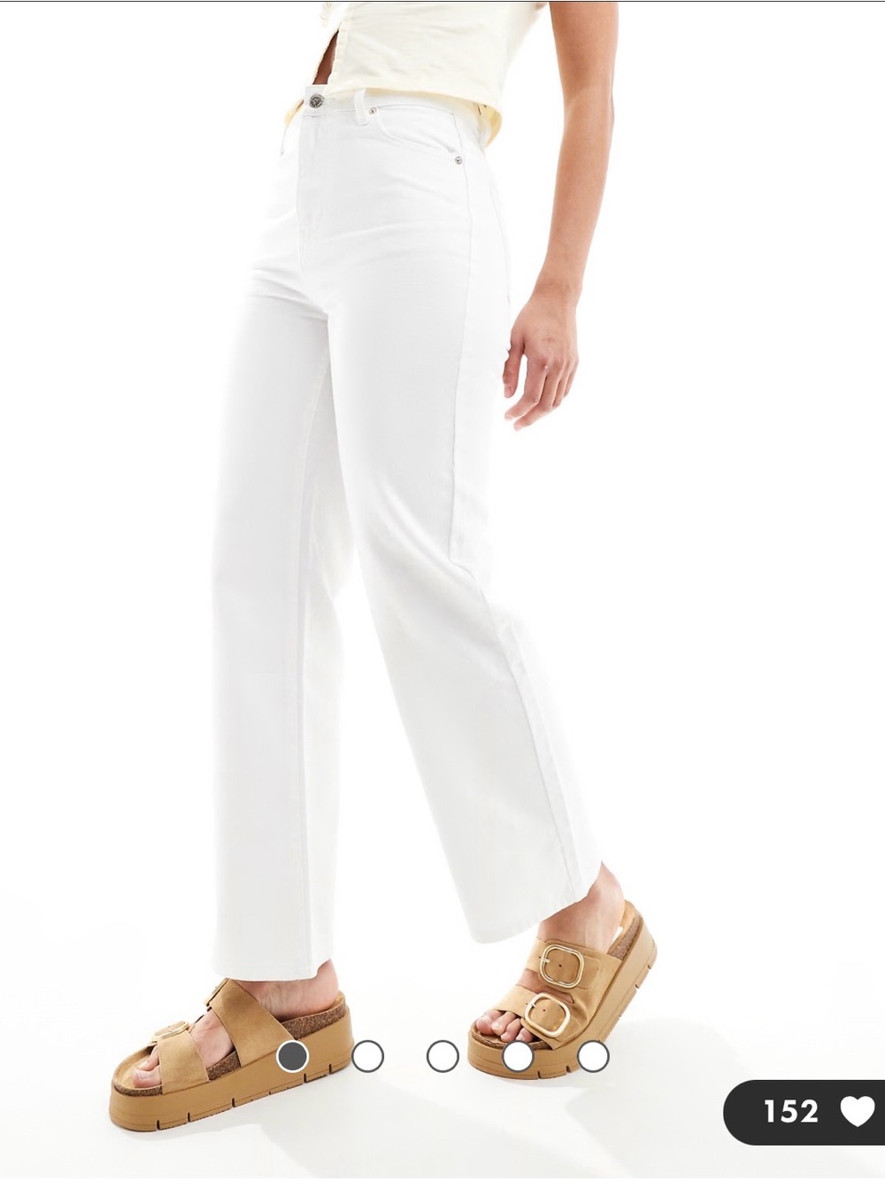 Crisp White Straight Leg High Waisted Jeans ASOS 12 Large